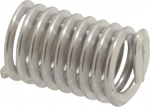 Heli-Coil - #10-24 UNC, 0.475" OAL, Free Running Helical Insert - 9-1/4 Free Coils, Tanged, 304 Stainless Steel, Bright Finish, 2-1/2D Insert Length - Caliber Tooling