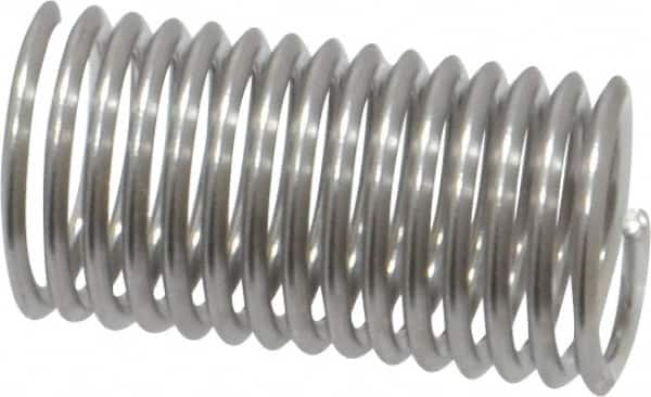 Heli-Coil - 1/4-28 UNF, 5/8" OAL, Free Running Helical Insert - 14-1/2 Free Coils, Tanged, 304 Stainless Steel, Bright Finish, 2-1/2D Insert Length - Exact Industrial Supply