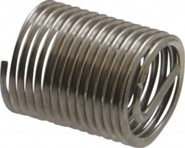 Heli-Coil - 3/8-24 UNF, 3/4" OAL, Free Running Helical Insert - 15 Free Coils, Tanged, 304 Stainless Steel, Bright Finish, 2D Insert Length - Exact Industrial Supply