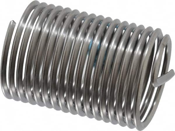 Heli-Coil - 1/2-20 UNF, 1" OAL, Free Running Helical Insert - 16-7/8 Free Coils, Tanged, 304 Stainless Steel, Bright Finish, 2D Insert Length - Exact Industrial Supply