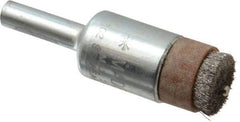 Anderson - 1/2" Brush Diam, Crimped, End Brush - 1/4" Diam Shank, 3/32" Pilot Diam, 20,000 Max RPM - Caliber Tooling