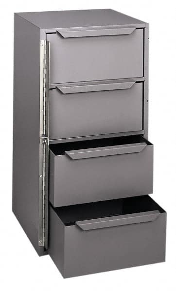 Durham - 4 Drawer, 8 Compartment, Small Parts Lockable Storage Cabinet - 12-1/8" Deep x 12-5/8" Wide x 24-1/2" High - Caliber Tooling