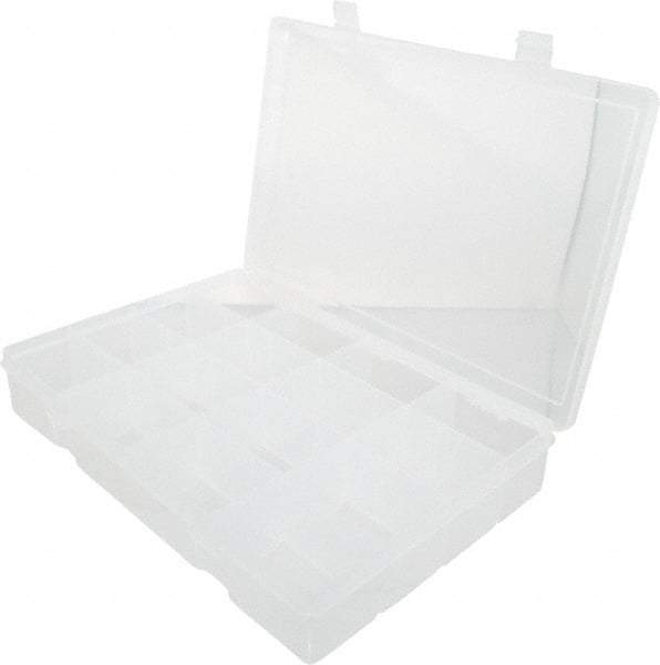 Durham - 13-1/8" Wide x 2-5/16" High x 9" Deep, Small Parts Compartment Box - Polypropylene Frame, 16 Compartments, 3-1/8" Wide x 2-1/32" High x 2-1/16" Deep Bin - Caliber Tooling