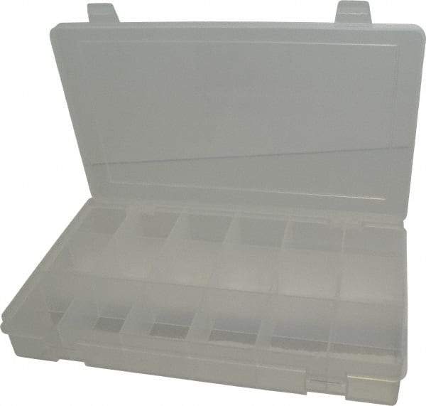 Durham - 10-13/16" Wide x 1-3/4" High x 6-3/4" Deep, Small Parts Compartment Box - Polypropylene Frame, 18 Compartments, 1-11/16" Wide x 1-9/16" High x 2" Deep Bin - Caliber Tooling