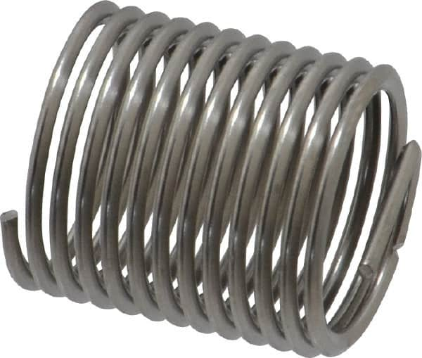 Heli-Coil - 1/2-20 UNF, 3/4" OAL, Free Running Helical Insert - 12-3/8 Free Coils, Tanged, Stainless Steel, Bright Finish, 1-1/2D Insert Length - Caliber Tooling