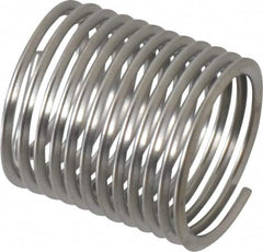 Heli-Coil - M10x1.00 Metric Fine, 15mm OAL, Free Running Helical Insert - 12 Free Coils, Tanged, Stainless Steel, Bright Finish, 1-1/2D Insert Length - Exact Industrial Supply