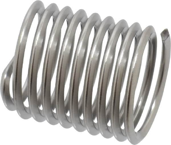 Heli-Coil - M10x1.25 Metric Fine, 15mm OAL, Free Running Helical Insert - 9-1/2 Free Coils, Tanged, Stainless Steel, Bright Finish, 1-1/2D Insert Length - Caliber Tooling