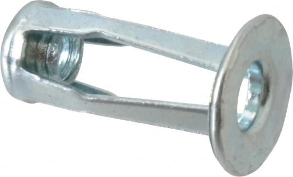 RivetKing - #10-24 UNC Thread, Clear Zinc Plated, Steel, Screwdriver Installed Rivet Nut - 0.12 to 0.16" Grip, 17/32" Flange Diam, 7/8" Long - Caliber Tooling