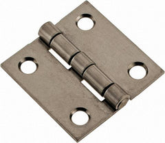 Made in USA - 1-1/2" Long x 1-1/2" Wide x 0.05" Thick, 302/304 Stainless Steel Commercial Hinge - 4 Holes, 0.12" Pin Diam - Caliber Tooling