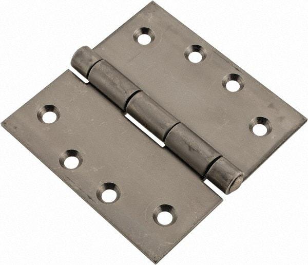 Made in USA - 4" Long x 4" Wide x 1/8" Thick, 302/304 Stainless Steel Commercial Hinge - 8 Holes, 0.25" Pin Diam - Caliber Tooling