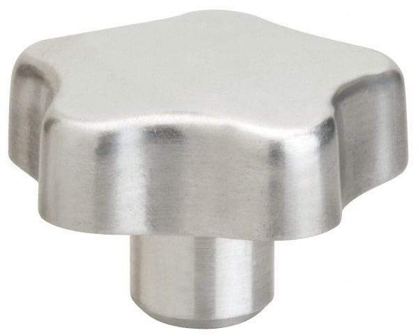 J.W. Winco - 40mm Head Diam, 5 Point Lobed Knob - 8mm Hole, Aluminum - Caliber Tooling