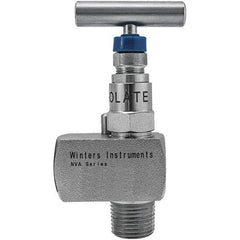 Value Collection - 1/4" Pipe, Angled Hard Seat Needle Valve - MNPT x FNPT Ends, Grade 316 Stainless Steel Valve, 10,000 Max psi - Caliber Tooling