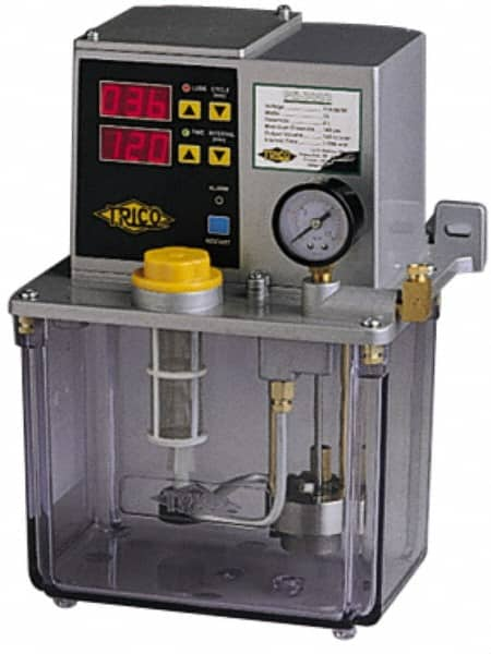 Trico - 6 L Reservoir Capacity, 0.2 cm Output per Hour, Electric Central Lubrication System - 3-999 Min Interval Between Cycles, 188mm Wide x 290mm High, 110 Volts, Oil, 5/16-24 Outlet Thread - Caliber Tooling