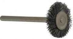 Osborn - 3/4" OD, 1/8" Shank Diam, Crimped Steel Wheel Brush - 0.005" Filament Diam, 25,000 RPM - Caliber Tooling