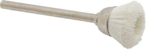 Osborn - 9/16" Diam, 1/8" Shank Straight Wire Alumina Silicate Cup Brush - Ultra Fine Grade, 0.012" Filament Diam, 6,000 Max RPM - Caliber Tooling