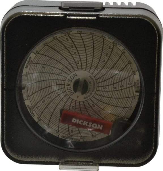 Dickson - 50 to 96°F, Temp Recorder - 3 Inch Diameter, Battery Operated - Caliber Tooling