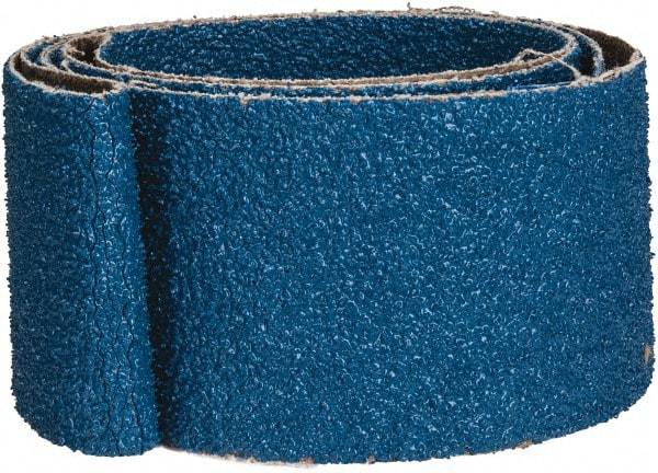 Made in USA - 2" Wide x 48" OAL, 36 Grit, Zirconia Alumina Abrasive Belt - Zirconia Alumina, Very Coarse, Coated, X Weighted Cloth Backing - Caliber Tooling