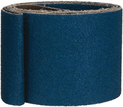 Made in USA - 2" Wide x 48" OAL, 80 Grit, Zirconia Alumina Abrasive Belt - Zirconia Alumina, Medium, Coated, X Weighted Cloth Backing - Caliber Tooling