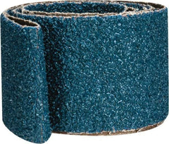 Made in USA - 2" Wide x 48" OAL, 24 Grit, Zirconia Alumina Abrasive Belt - Zirconia Alumina, Very Coarse, Coated, X Weighted Cloth Backing - Caliber Tooling