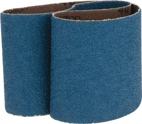 Made in USA - 3" Wide x 21" OAL, 40 Grit, Zirconia Alumina Abrasive Belt - Zirconia Alumina, Coarse, Coated, X Weighted Cloth Backing - Caliber Tooling