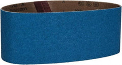 Made in USA - 3" Wide x 21" OAL, 60 Grit, Zirconia Alumina Abrasive Belt - Zirconia Alumina, Medium, Coated, X Weighted Cloth Backing - Caliber Tooling