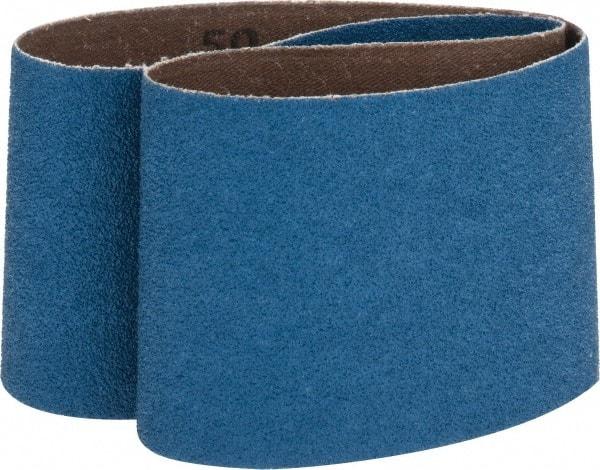 Made in USA - 3" Wide x 24" OAL, 50 Grit, Zirconia Alumina Abrasive Belt - Zirconia Alumina, Coarse, Coated, X Weighted Cloth Backing - Caliber Tooling