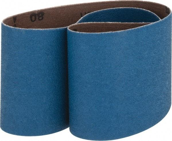 Made in USA - 3" Wide x 24" OAL, 80 Grit, Zirconia Alumina Abrasive Belt - Zirconia Alumina, Medium, Coated, X Weighted Cloth Backing - Caliber Tooling