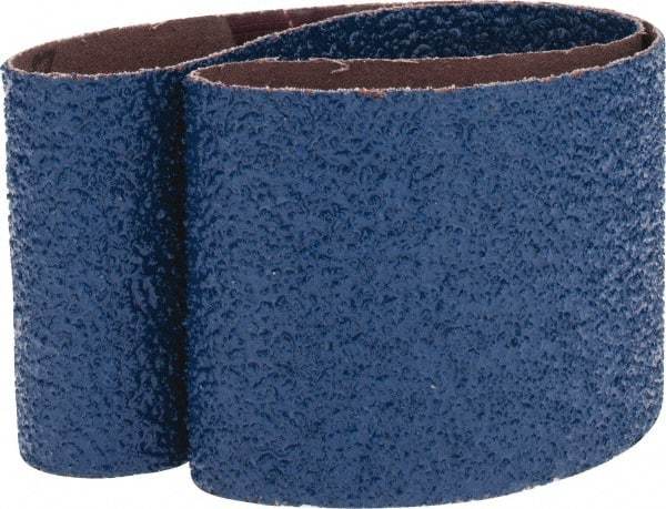 Made in USA - 3" Wide x 24" OAL, 24 Grit, Zirconia Alumina Abrasive Belt - Zirconia Alumina, Very Coarse, Coated, X Weighted Cloth Backing - Caliber Tooling