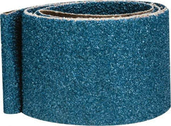 Made in USA - 2-1/2" Wide x 60" OAL, 24 Grit, Zirconia Alumina Abrasive Belt - Zirconia Alumina, Very Coarse, Coated, X Weighted Cloth Backing - Caliber Tooling