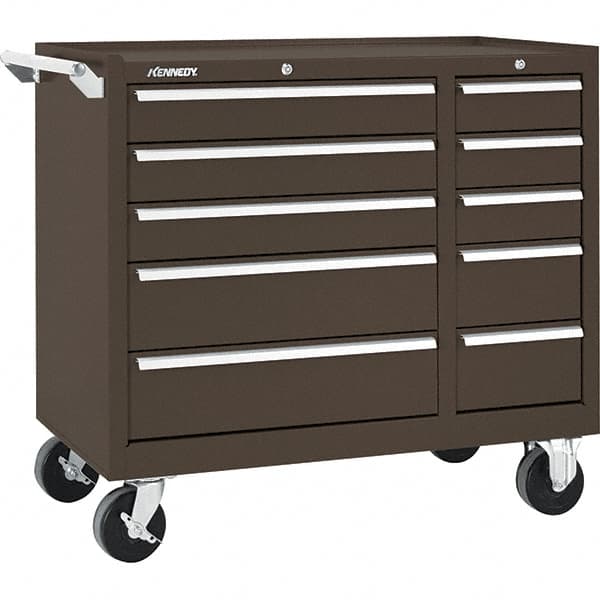 Kennedy - 10 Drawer 2,800 Lb Capacity Steel Tool Roller Cabinet - 39-3/8" Wide x 34" High x 18" Deep, Brown - Caliber Tooling