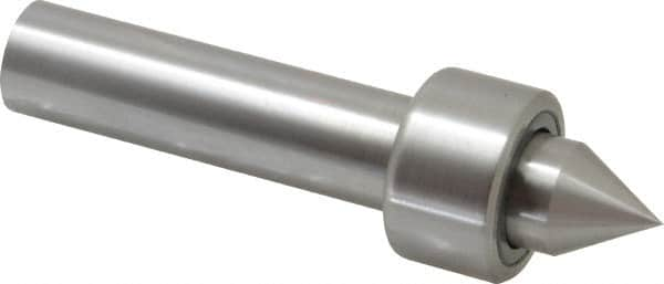 Riten - Straight Shank, 1-1/4" Head Diam 1,500 Lb Capacity Live Center - 1,000 Max RPM, 3/4" Long Case, 1/2" Point Diam, 9/16" Point Len, 440 Lb Max Workpiece, Standard Point - Caliber Tooling