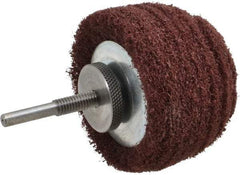 Superior Abrasives - 3" Diam x 2" Thick, Mounted Polishing Wheel - Medium Grade, 1/4" Shank Diam - Caliber Tooling