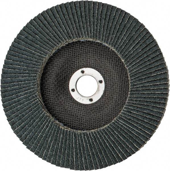 Weiler - 40 Grit, 7" Disc Diam, 7/8" Center Hole, Type 27 Zirconia Alumina Flap Disc - 8,600 Max RPM, Phenolic Backing, Arbor Attaching System, Coated - Caliber Tooling