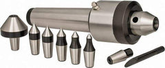 Interstate - 7 Point, 200 Lb Max Workpiece, 7-3/4" OAL, 1-29/32" Head Diam, Tool Steel, Live Center & Point Set - 4MT Taper, Interchangeable - Caliber Tooling