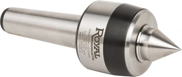 Royal Products - MT5 Taper Shank, 3.45" Head Diam 8,960 Lb Capacity Live Center - 3,500 Max RPM, 2.81" Head Length, 1-1/4" Point Diam, 1.84" Point Len, 3,260 Lb Max Workpc, 10-1/4" OAL, Standard Point - Caliber Tooling