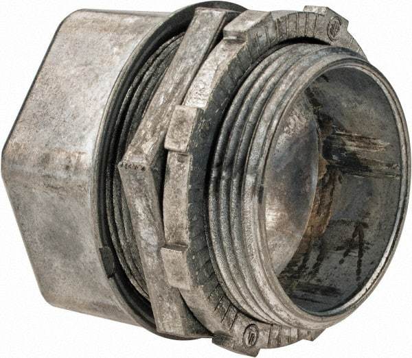 Thomas & Betts - 1-1/2" Trade, Die Cast Zinc Compression Straight EMT Conduit Connector - Noninsulated - Caliber Tooling