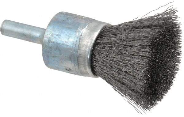 Osborn - 3/4" Brush Diam, Crimped, End Brush - 1/4" Diam Shank, 20,000 Max RPM - Caliber Tooling