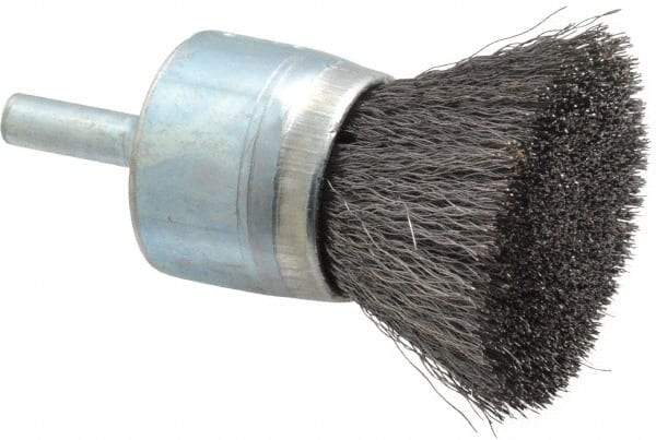 Osborn - 1" Brush Diam, Crimped, End Brush - 1/4" Diam Shank, 20,000 Max RPM - Caliber Tooling