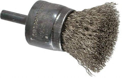 Osborn - 1" Brush Diam, Crimped, End Brush - 1/4" Diam Shank, 20,000 Max RPM - Caliber Tooling