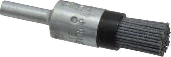 Osborn - 120 Grit, 1/2" Brush Diam, End Brush - Fine Grade, 1/4" Diam Shank, 9,000 Max RPM - Caliber Tooling