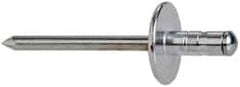 RivetKing - Size 62-64 Large Flange Head Aluminum Multi Grip Blind Rivet - Steel Mandrel, 0.062" to 1/4" Grip, 0.612" Head Diam, 0.192" to 0.196" Hole Diam, 0.519" Length Under Head, 3/16" Body Diam - Caliber Tooling