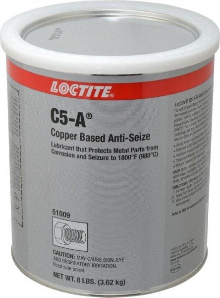 Loctite - 8 Lb Can High Temperature Anti-Seize Lubricant - Copper/Graphite, -29 to 1,800°F, Copper Colored, Water Resistant - Caliber Tooling