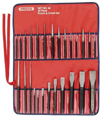 Proto - 26 Piece Punch & Chisel Set - 1/4 to 7/8" Chisel, 3/8 to 1/4" Punch, Round Shank - Caliber Tooling