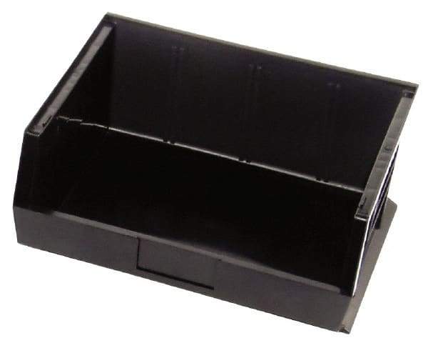 Quantum Storage - 75 Lb. Load Capacity, 14-3/4" Deep, Black Polypropylene Hopper Stacking Bin - 7" High x 16-1/2" Wide x 14-3/4" Long - Caliber Tooling