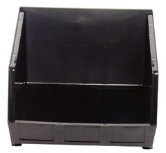 Quantum Storage - 75 Lb. Load Capacity, 18" Deep, Black Polypropylene Hopper Stacking Bin - 11" High x 16-1/2" Wide x 18" Long - Caliber Tooling