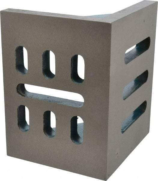 Interstate - 6" Wide x 4-1/2" Deep x 5" High Cast Iron Partially Machined Angle Plate - Slotted Plate, Through-Slots on Surface, Webbed, Single Plate - Caliber Tooling