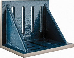 Interstate - 12" Wide x 8" Deep x 9" High Cast Iron Partially Machined Angle Plate - Slotted Plate, Through-Slots on Surface, Webbed, Single Plate - Caliber Tooling