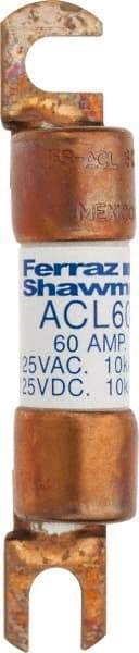 Ferraz Shawmut - 60 Amp General Purpose Round Forklift & Truck Fuse - 125VAC, 125VDC, 3.07" Long x 0.5" Wide, Bussman ACL60, Ferraz Shawmut ACL60 - Caliber Tooling