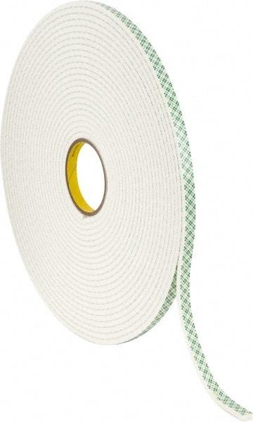 3M - 1/2" x 18 Yd Acrylic Adhesive Double Sided Tape - 1/4" Thick, Off-White, Urethane Foam Liner, Continuous Roll, Series 4004 - Caliber Tooling