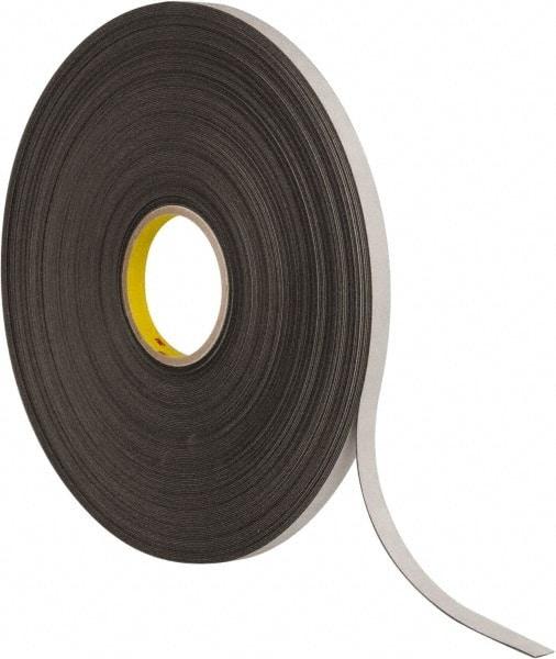 3M - 1/2" x 72 Yd Rubber Adhesive Double Sided Tape - 1/32" Thick, Black, Polyethylene Foam Liner, Continuous Roll, Series 4462B - Caliber Tooling